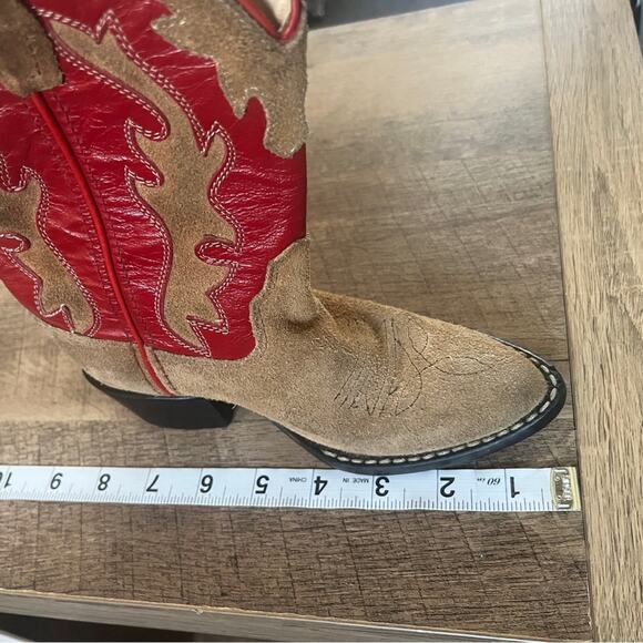 Old West Leather Cowgirl Boots Red Brown Toddler Size 100 Rodeo Western Country - Picture 11 of 13